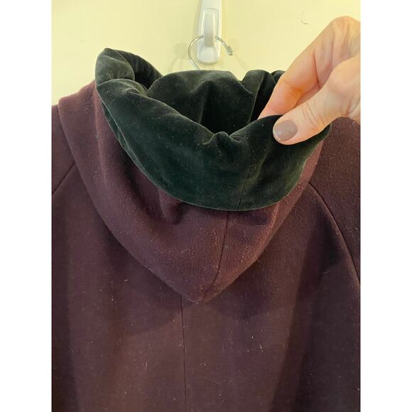 Herman Kay Women's Wool Blend Coat 8P Hooded Button Front Plum Purple - Picture 9 of 10